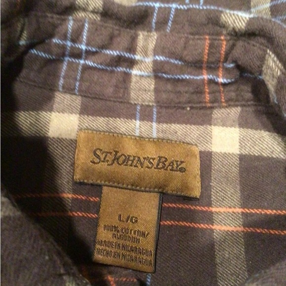 St. Johns Bay Plaid Size Large 100% Cotton Casual Men's Flannel Shirt Button Up - Picture 4 of 4